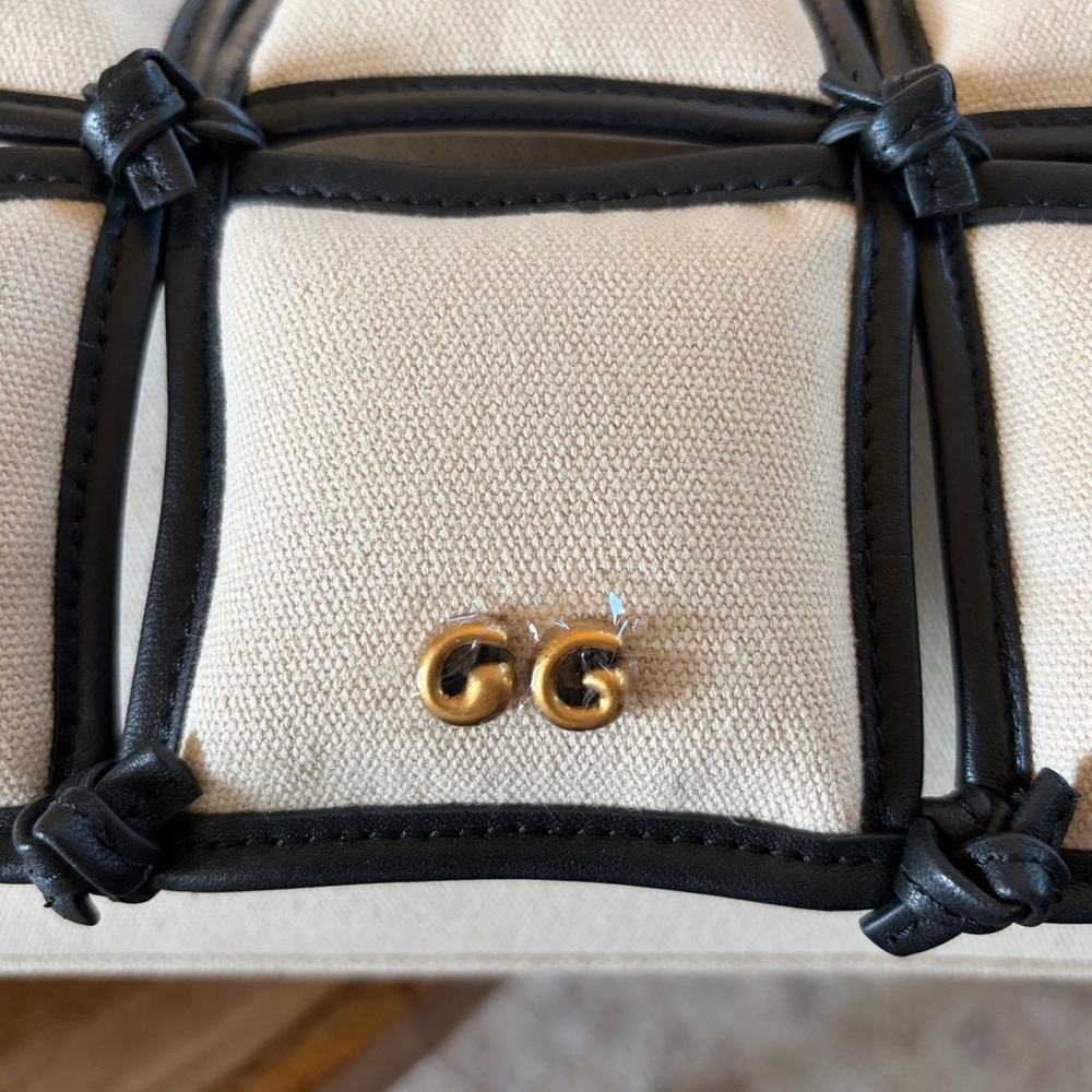 cult gaia Beige Shoulder Bag with Black Knot Grid - Picture 3 of 7